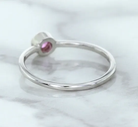 0.19ct Round Pink Sapphire Ring in 14K White Gold