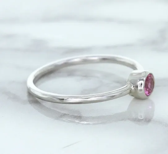 0.19ct Round Pink Sapphire Ring in 14K White Gold