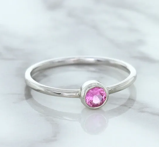 0.19ct Round Pink Sapphire Ring in 14K White Gold