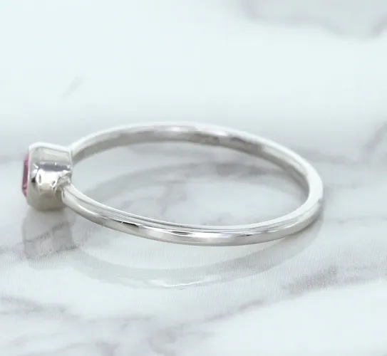 0.19ct Round Pink Sapphire Ring in 14K White Gold