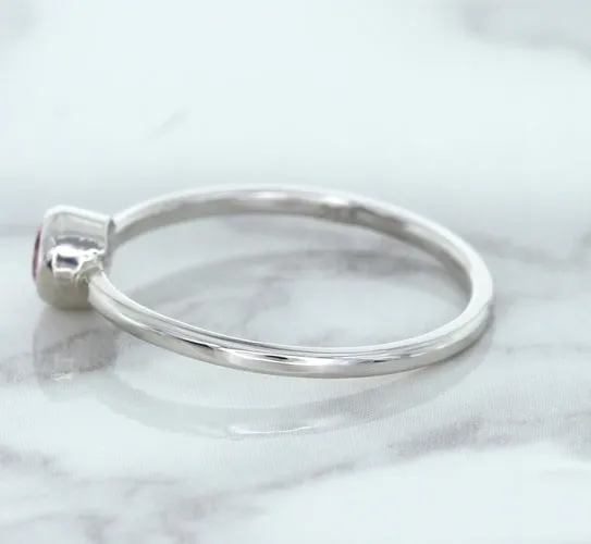 0.19ct Round Pink Sapphire Ring in 14K White Gold