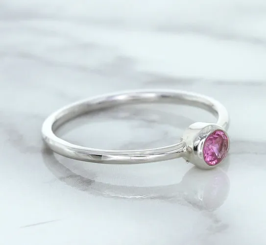 0.19ct Round Pink Sapphire Ring in 14K White Gold