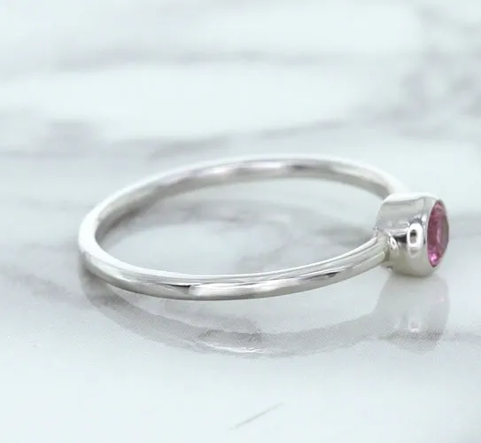 0.19ct Round Pink Sapphire Ring in 14K White Gold