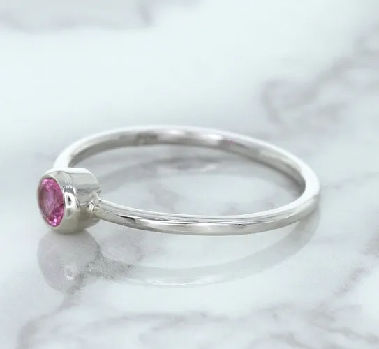 0.19ct Round Pink Sapphire Ring in 14K White Gold