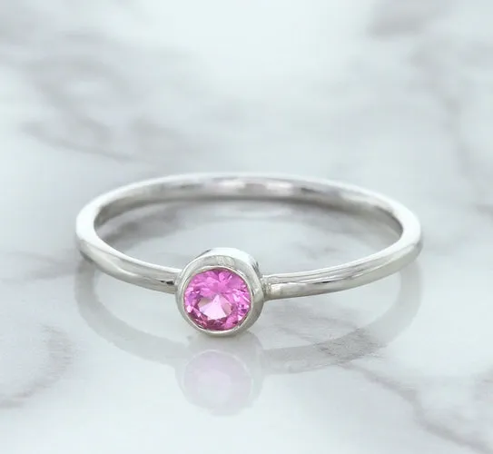 0.19ct Round Pink Sapphire Ring in 14K White Gold