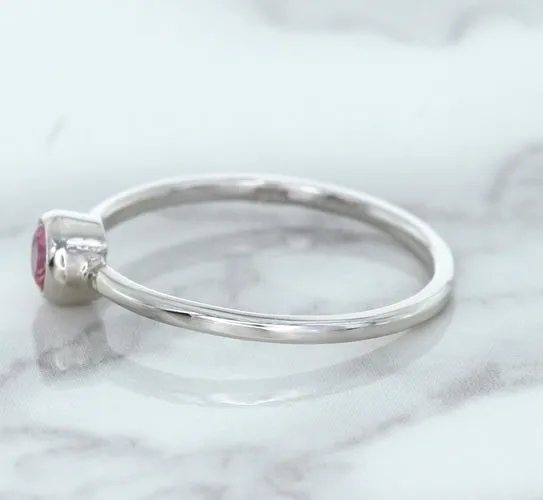 0.19ct Round Pink Sapphire Ring in 14K White Gold