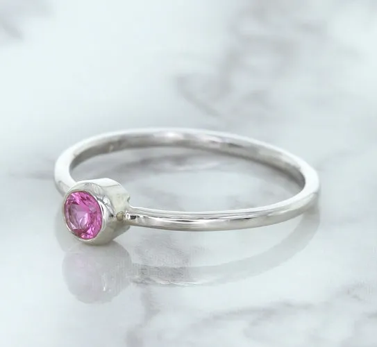 0.19ct Round Pink Sapphire Ring in 14K White Gold