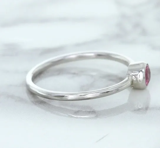 0.19ct Round Pink Sapphire Ring in 14K White Gold