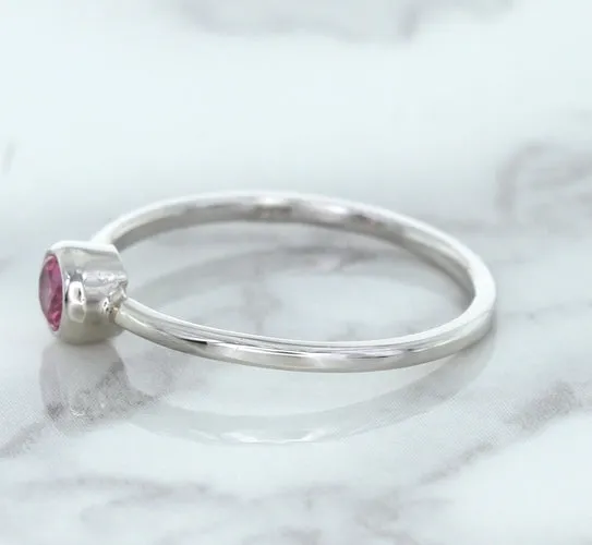 0.19ct Round Pink Sapphire Ring in 14K White Gold