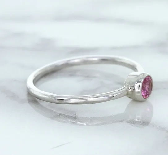 0.19ct Round Pink Sapphire Ring in 14K White Gold