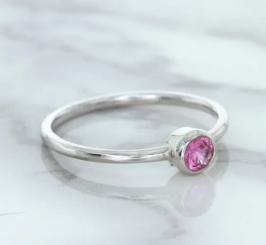 0.19ct Round Pink Sapphire Ring in 14K White Gold
