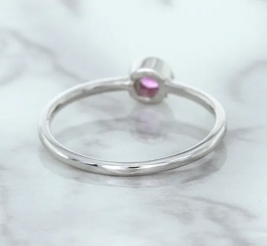 0.19ct Round Pink Sapphire Ring in 14K White Gold