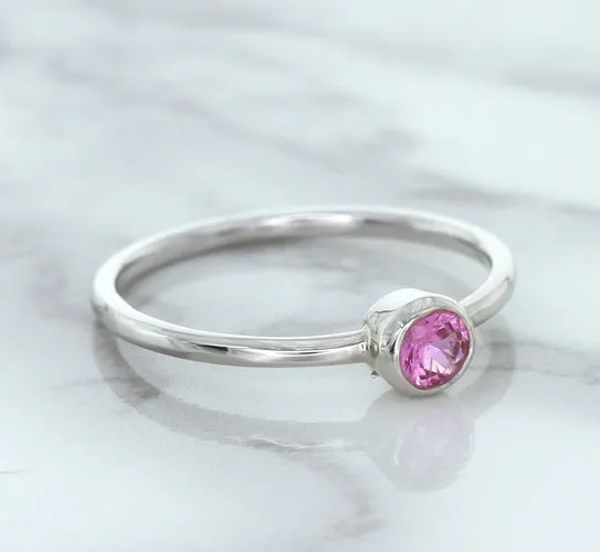 0.19ct Round Pink Sapphire Ring in 14K White Gold