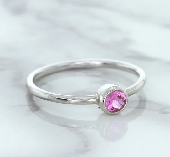 0.19ct Round Pink Sapphire Ring in 14K White Gold