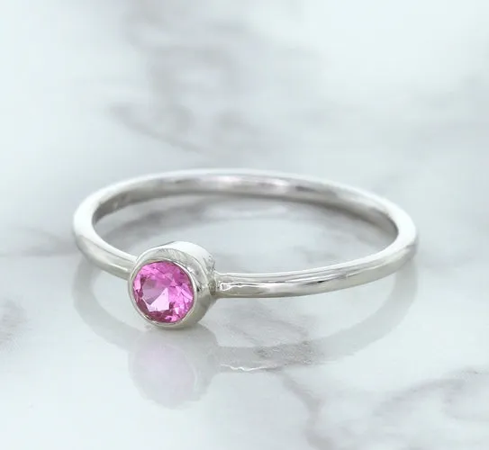 0.19ct Round Pink Sapphire Ring in 14K White Gold