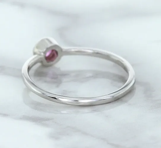 0.19ct Round Pink Sapphire Ring in 14K White Gold