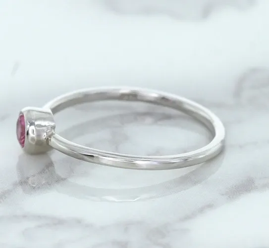 0.19ct Round Pink Sapphire Ring in 14K White Gold