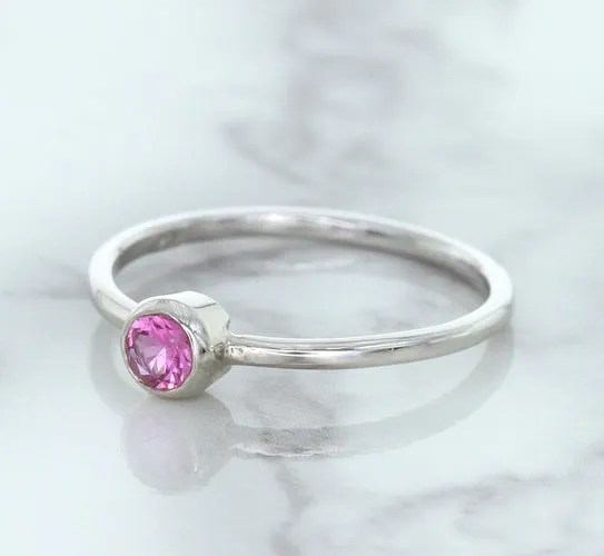 0.19ct Round Pink Sapphire Ring in 14K White Gold
