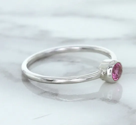 0.19ct Round Pink Sapphire Ring in 14K White Gold