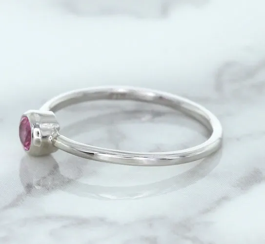 0.19ct Round Pink Sapphire Ring in 14K White Gold