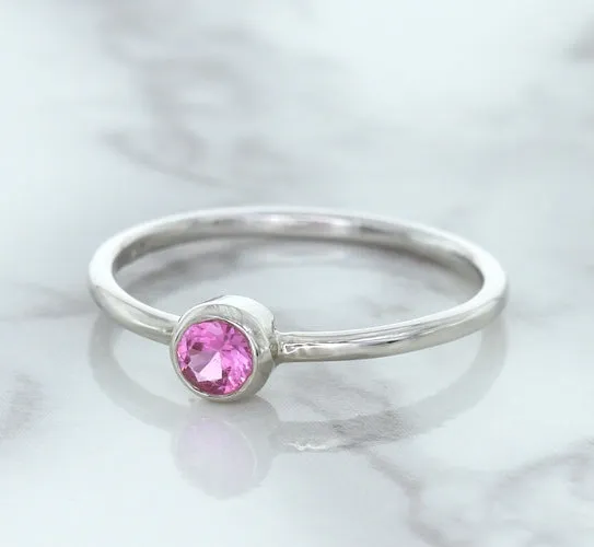 0.19ct Round Pink Sapphire Ring in 14K White Gold