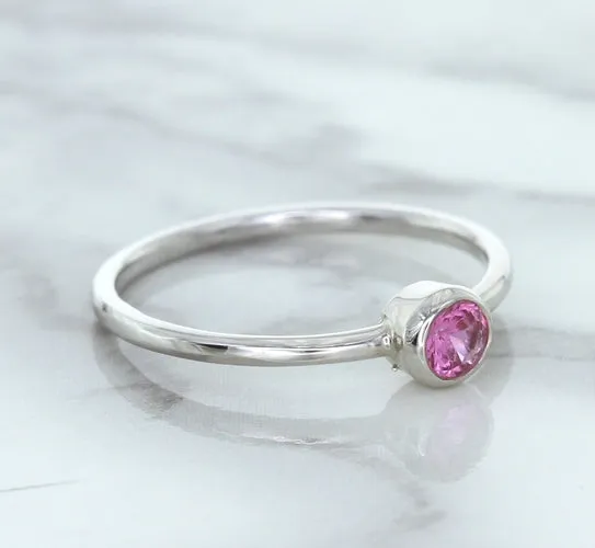 0.19ct Round Pink Sapphire Ring in 14K White Gold