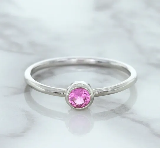 0.19ct Round Pink Sapphire Ring in 14K White Gold