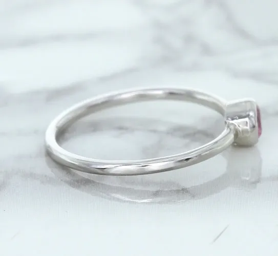 0.19ct Round Pink Sapphire Ring in 14K White Gold