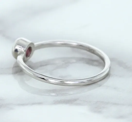 0.19ct Round Pink Sapphire Ring in 14K White Gold