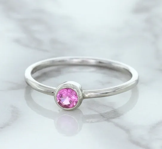 0.19ct Round Pink Sapphire Ring in 14K White Gold