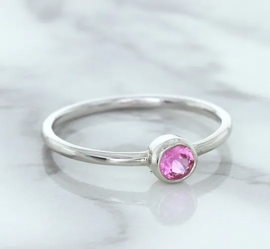 0.19ct Round Pink Sapphire Ring in 14K White Gold