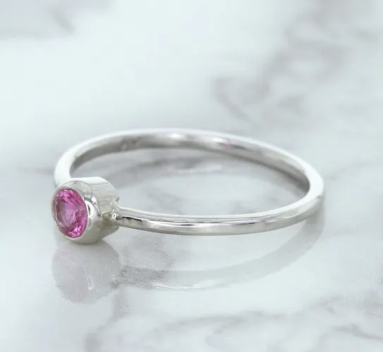 0.19ct Round Pink Sapphire Ring in 14K White Gold