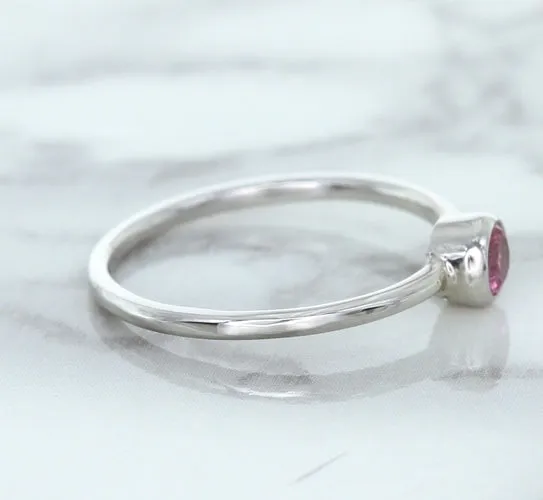 0.19ct Round Pink Sapphire Ring in 14K White Gold