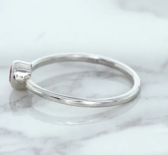 0.19ct Round Pink Sapphire Ring in 14K White Gold