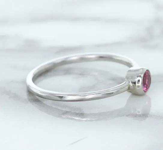 0.19ct Round Pink Sapphire Ring in 14K White Gold