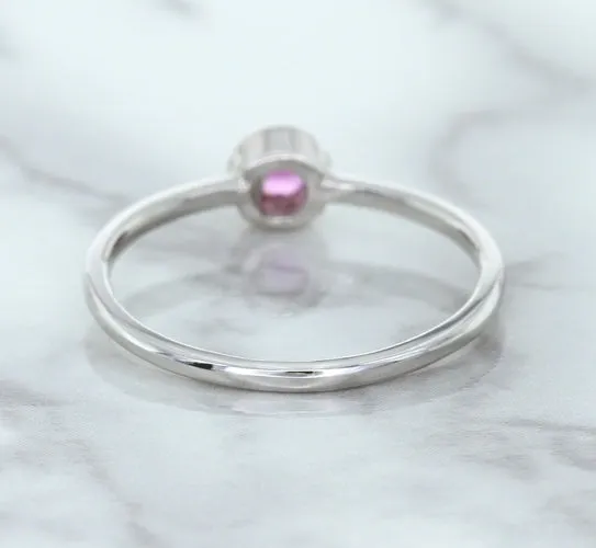0.19ct Round Pink Sapphire Ring in 14K White Gold
