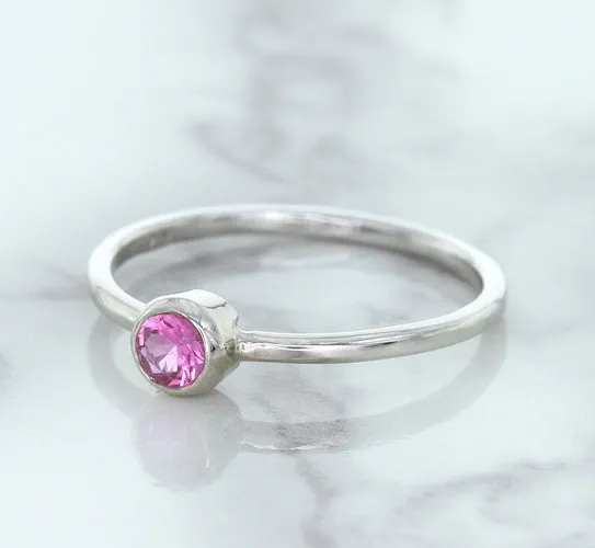 0.19ct Round Pink Sapphire Ring in 14K White Gold