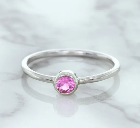 0.19ct Round Pink Sapphire Ring in 14K White Gold
