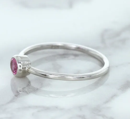 0.19ct Round Pink Sapphire Ring in 14K White Gold