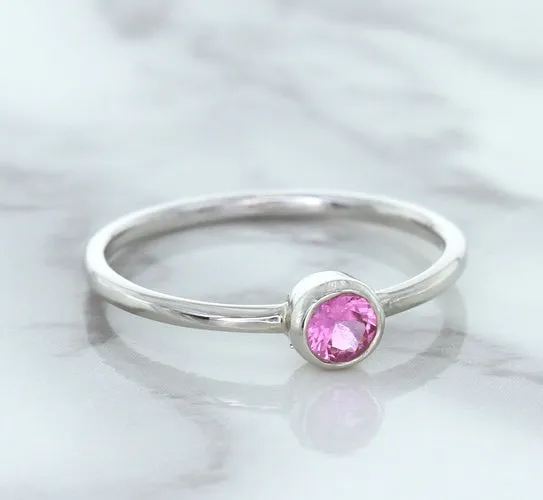 0.19ct Round Pink Sapphire Ring in 14K White Gold