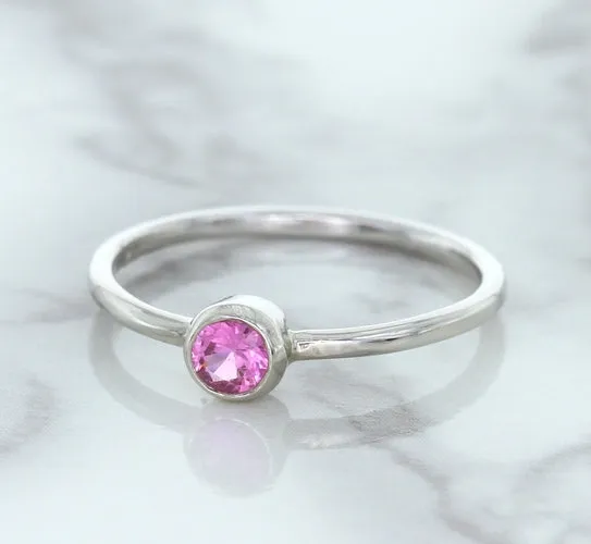 0.19ct Round Pink Sapphire Ring in 14K White Gold