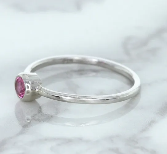 0.19ct Round Pink Sapphire Ring in 14K White Gold