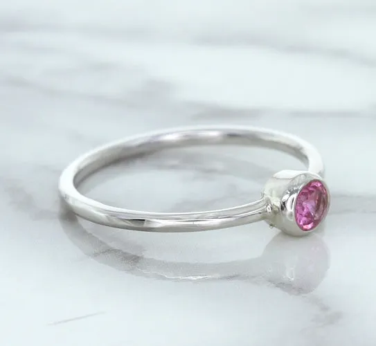 0.19ct Round Pink Sapphire Ring in 14K White Gold