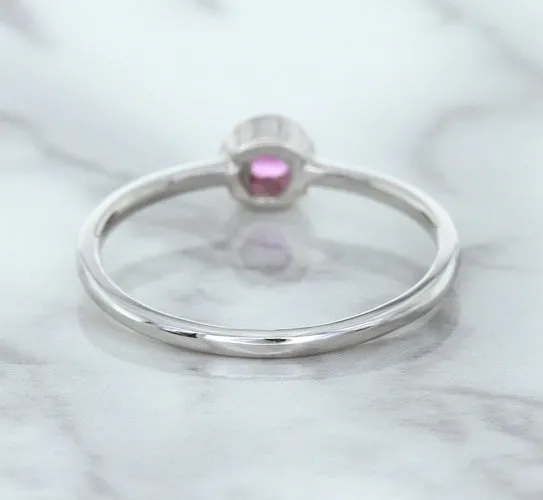 0.19ct Round Pink Sapphire Ring in 14K White Gold