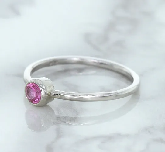 0.19ct Round Pink Sapphire Ring in 14K White Gold