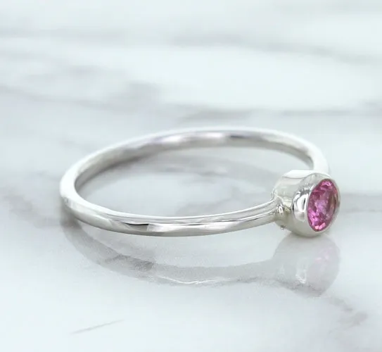 0.19ct Round Pink Sapphire Ring in 14K White Gold