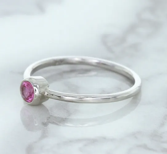 0.19ct Round Pink Sapphire Ring in 14K White Gold
