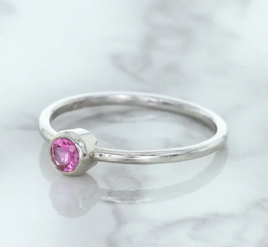 0.19ct Round Pink Sapphire Ring in 14K White Gold