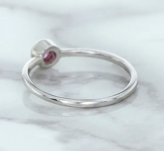 0.19ct Round Pink Sapphire Ring in 14K White Gold