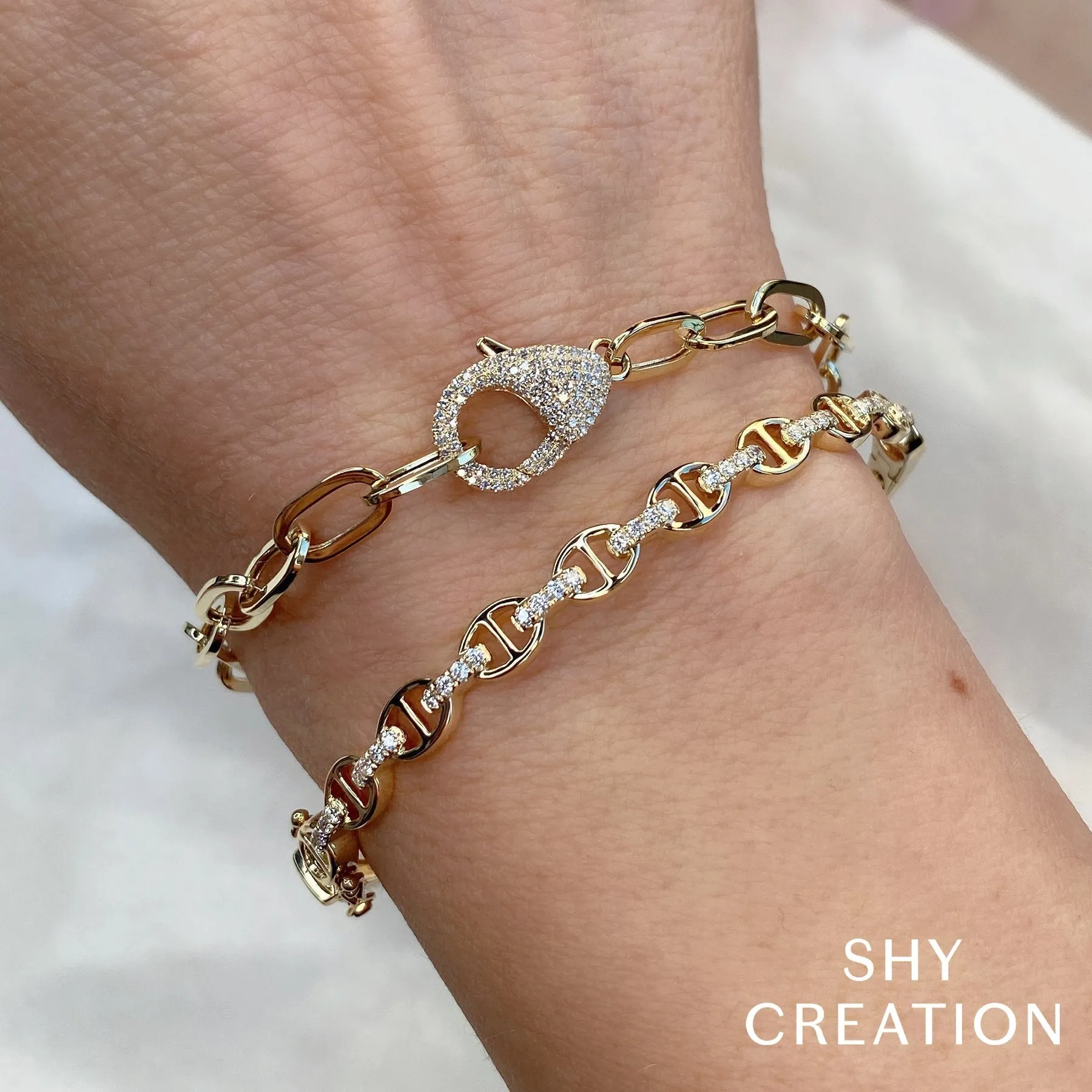 0.41CT DIAMOND PAPER CLIP LINK BRACELET SC55023436